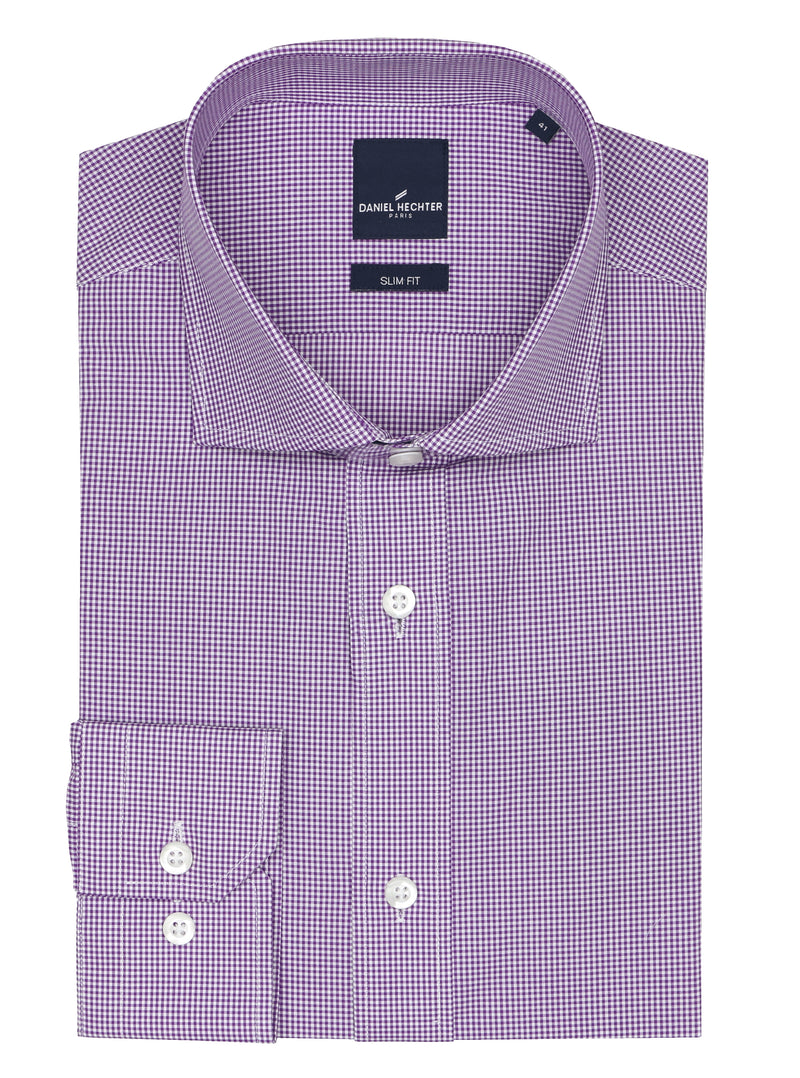 Jacque Business Purple Microchecked Shirt