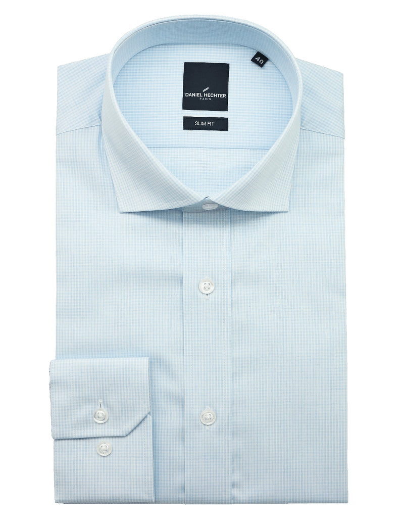 Jacque Business Light Blue Micro Checked Shirt