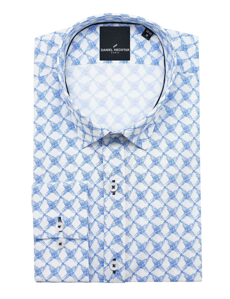 Sel Blue Texture Print Shirt