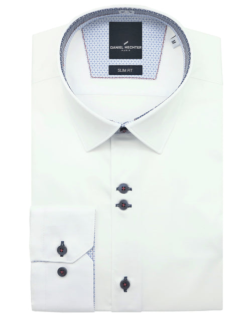 Sel White Inner Collar Print Shirt