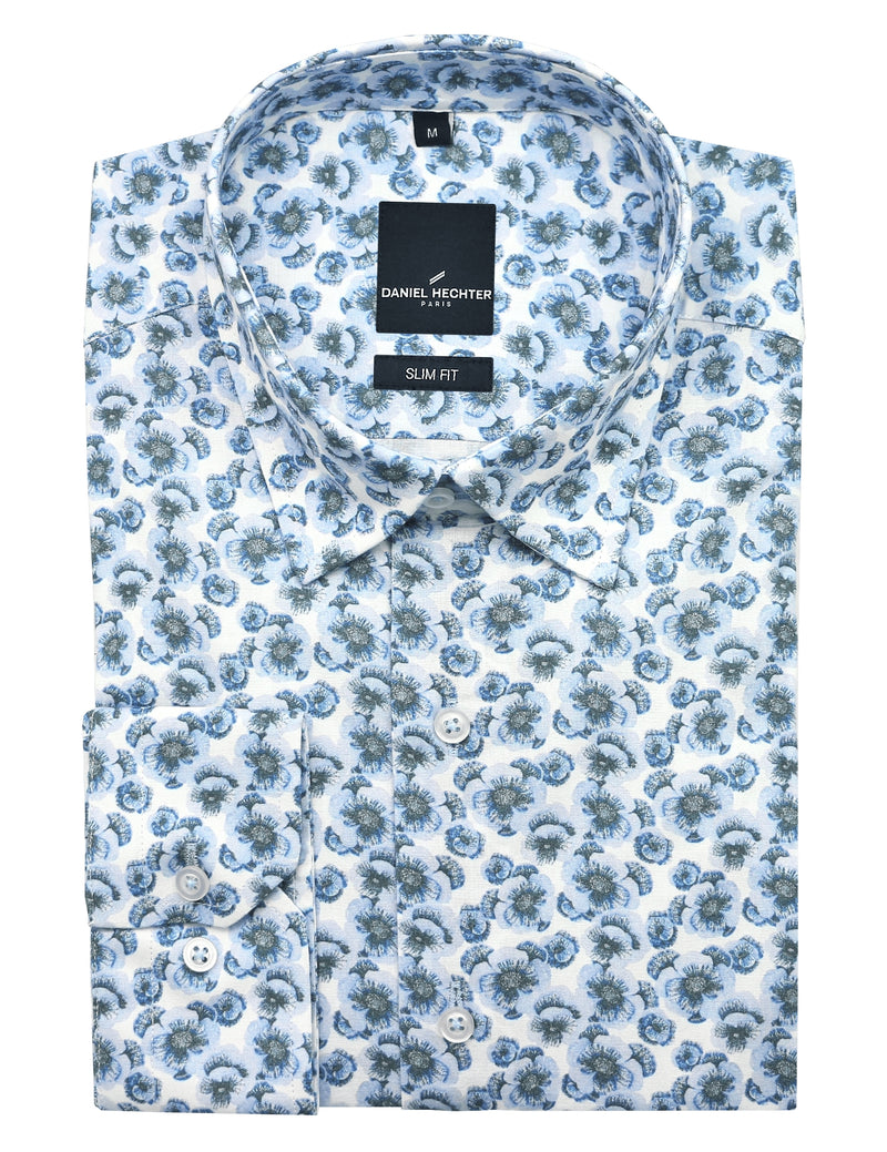 Sel Blue Floral Print Shirt